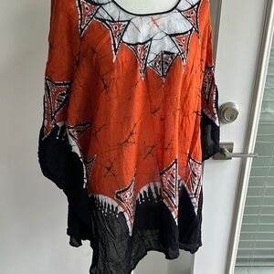 🎄🎄Orange and Black Women's Top Handmade Batik